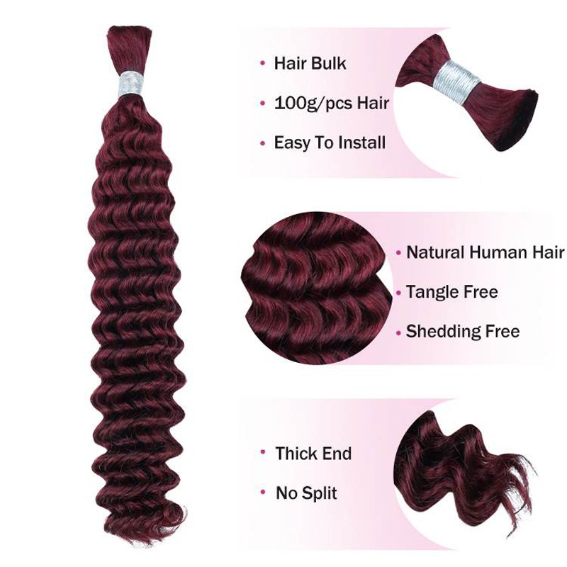 echthaar-99j-deep-wave-bulk-haarverlaengerungen-zum-flechten-1 Echthaar #99J Deep Wave Bulk Haarverlängerungen zum Flechten