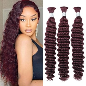 Echthaar #99J Deep Wave Bulk Haarverlängerungen zum Flechten