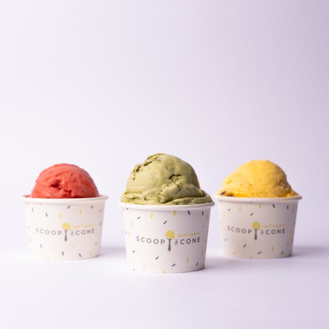assorted fusion ice cream scoops pistachio kunafa tiramisu matcha storefront