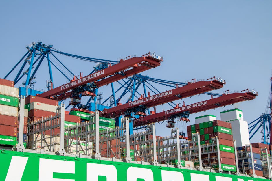 container ship exhaust plume port close-up