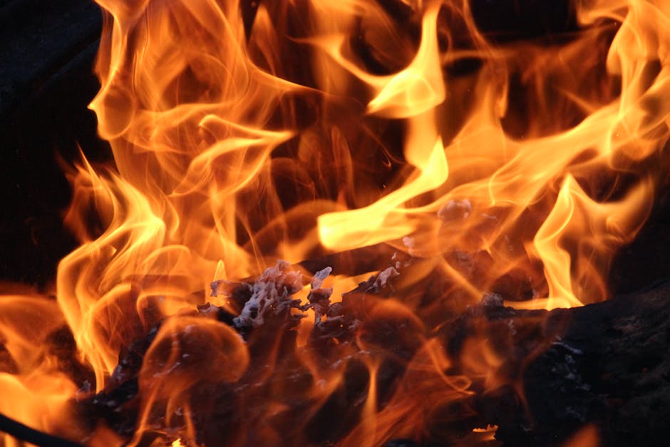 A vivid close-up of dancing flames showcasing intense heat and texture.