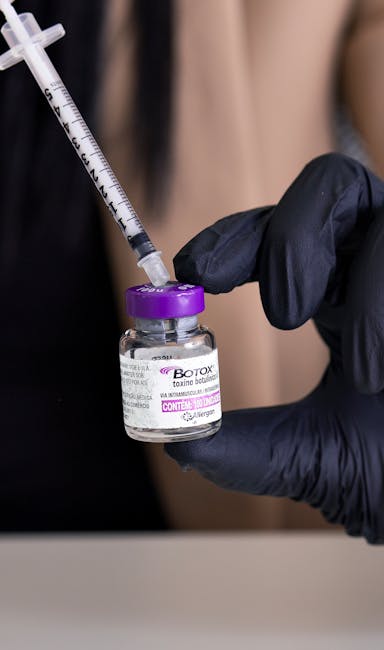 dermatologist preparing vial injection clinic closeup