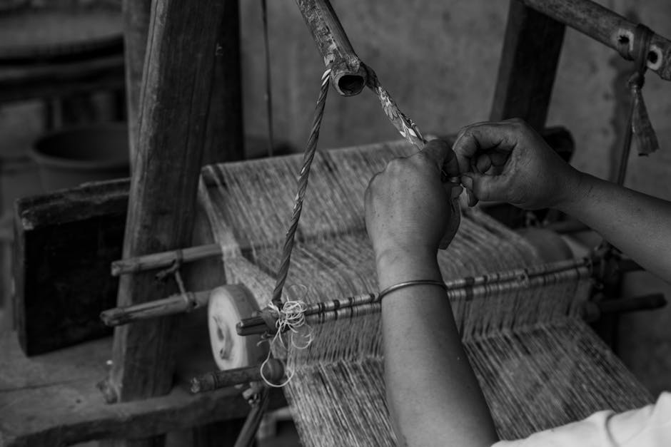 Nepali artisan weaving handloom colourful textiles outdoor market