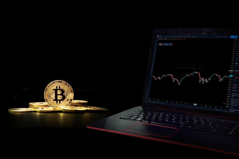 crypto analytics dashboard on laptop