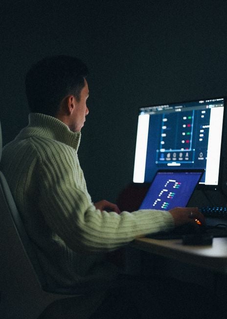 developer analyzing vector embeddings on laptop AI dashboard