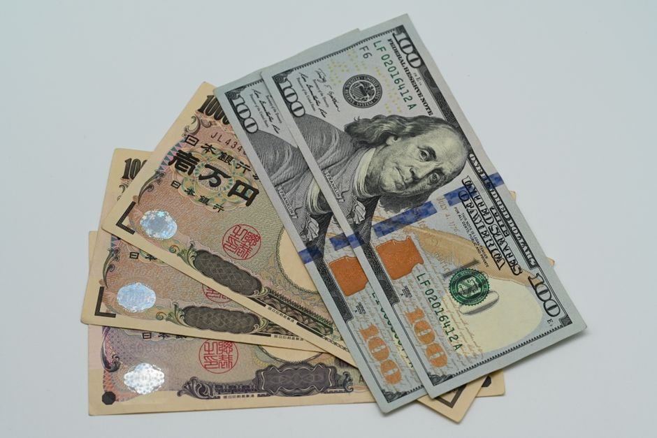 USD JPY forex chart Japanese yen coins trading desk