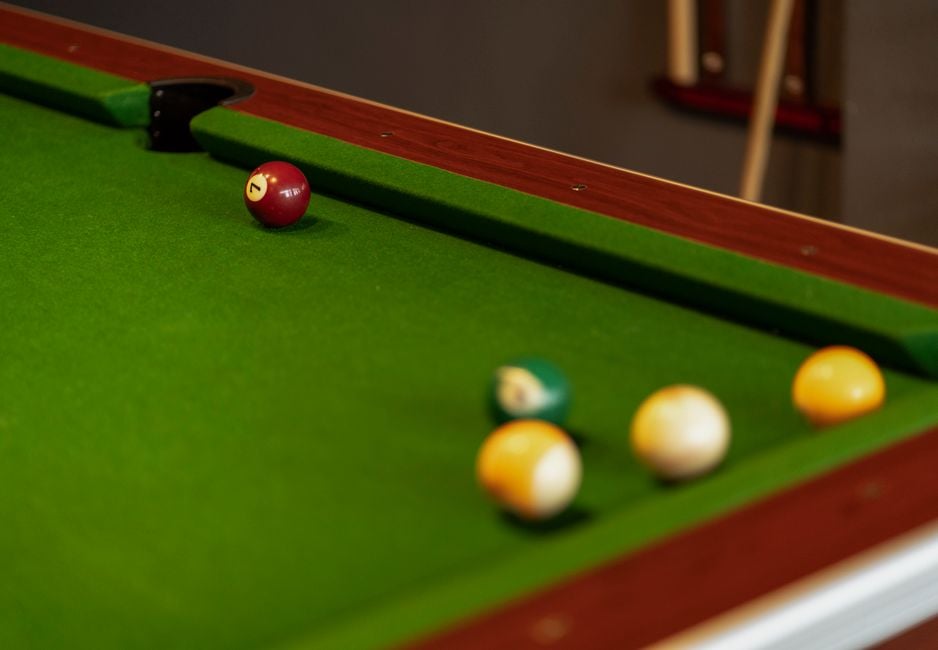 classic pool table slate green felt close-up commercial billiards