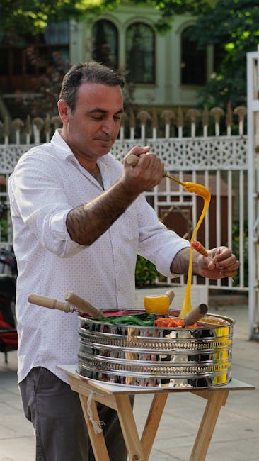 artisan booza shop vendor stretching ice cream mastic sahlab