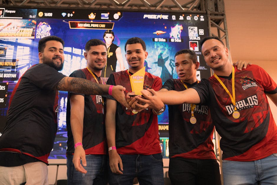 local esports tournament team celebration trophy
