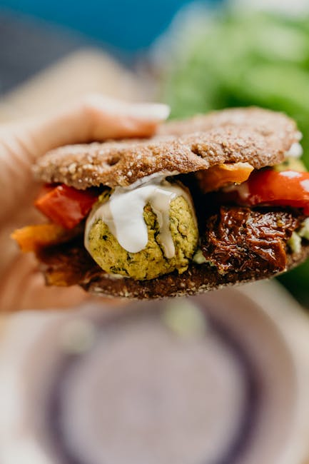 New York falafel sandwich street cart closeup