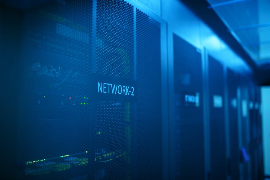 data center server room with gamer overlay low latency concept