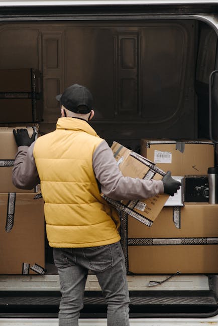 electric cargo van loading packages urban delivery