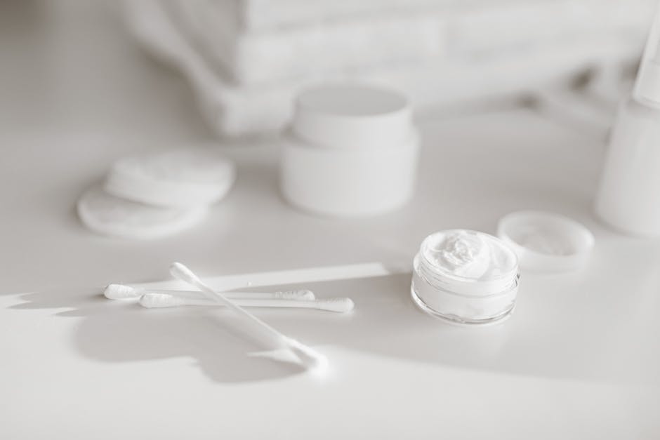 laboratory skin microbiome swab sample skincare products on white background