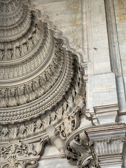 Close-up of elaborate Baroque architectural details in a historical building.