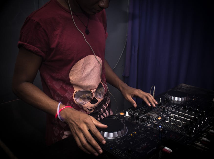 live audio event technical setup mixing desk microphone headphones stage
