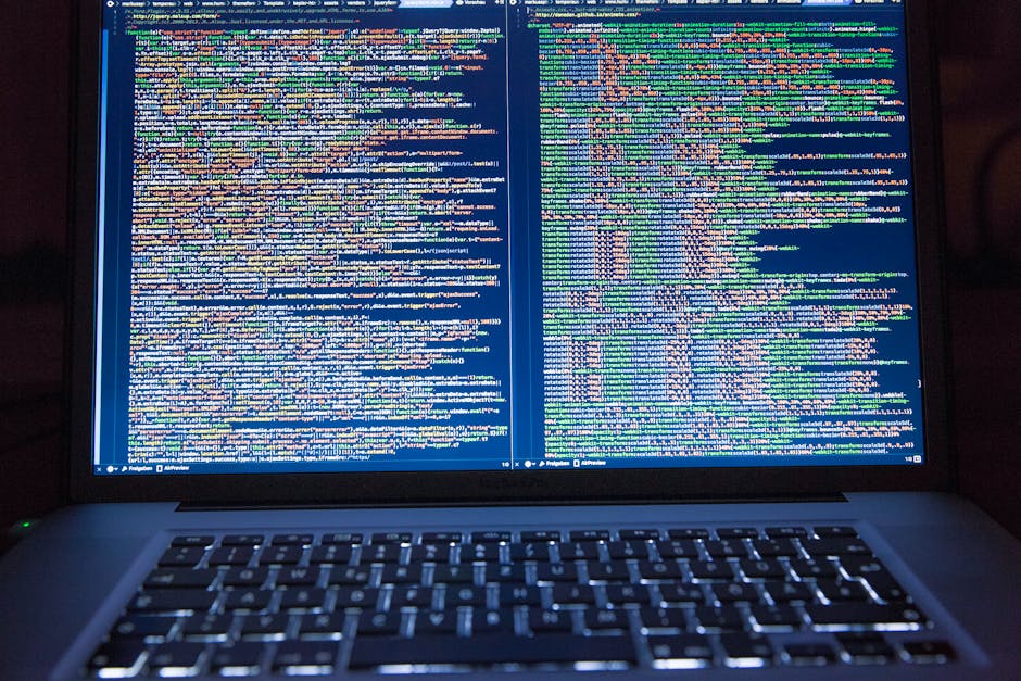 Arabic script on laptop screen with AI concept
