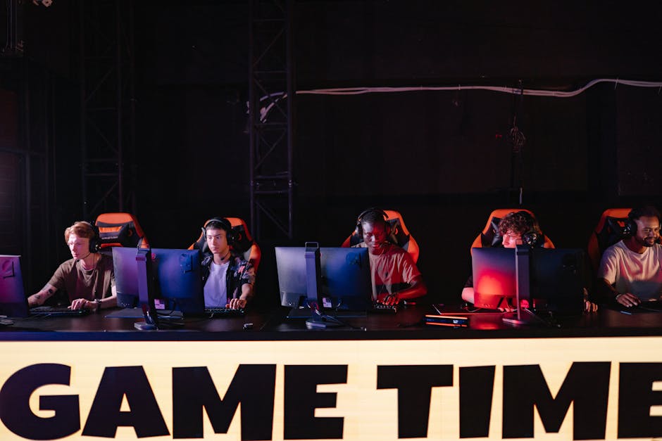 professional mobile esports players team phones in arena