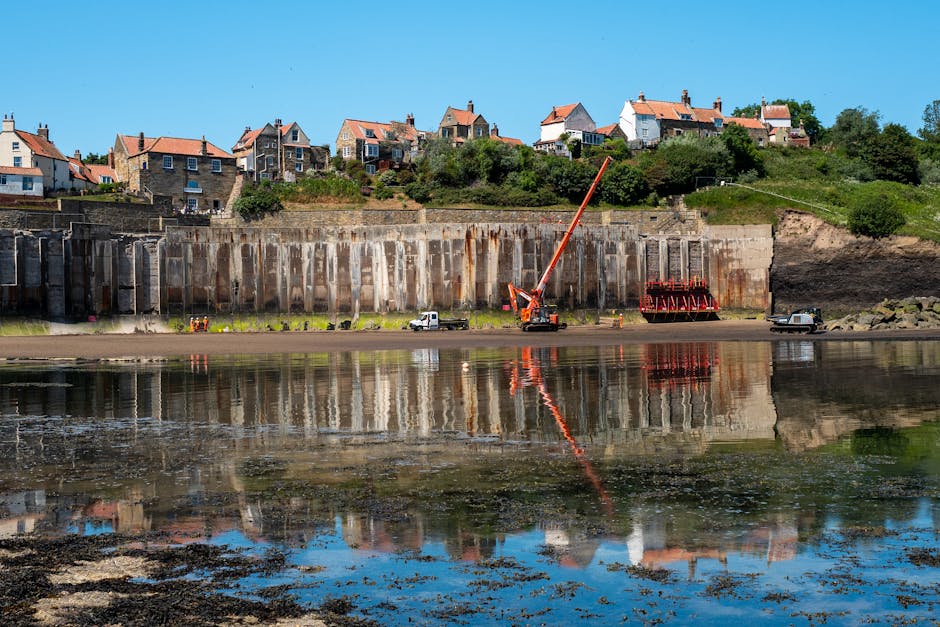 Free stock photo of crane, protection, sea defence