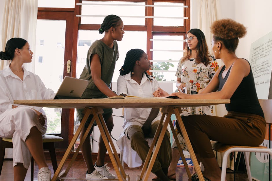 creative team planning workshop in coworking space