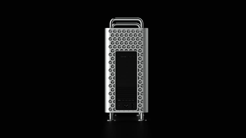 High-resolution image of a modern Apple desktop computer with aluminum chassis and distinctive cheese grater design.