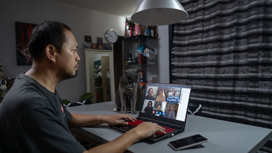 hybrid team video call office home