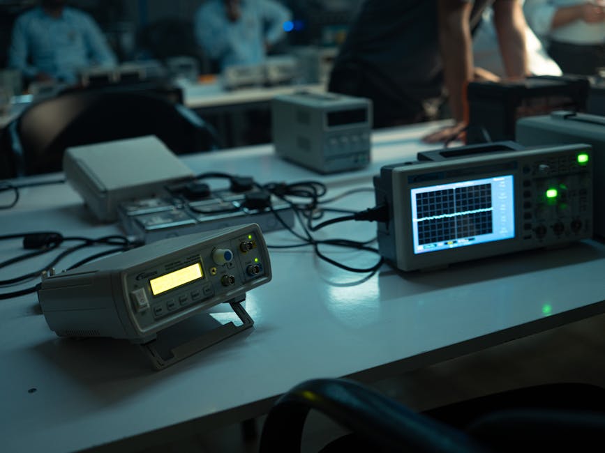 event Wi‑Fi deployment technicians testing spectrum analyzer