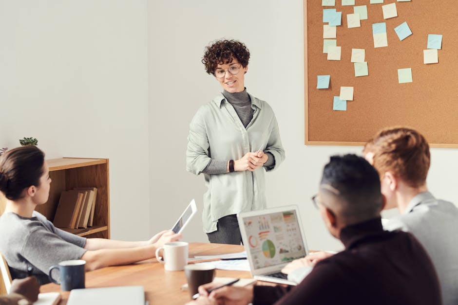 employee presenting performance metrics in meeting