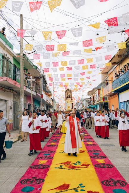 Colorful religious procession in Alto Lucero, showcasing cultural heritage and local tradition.
