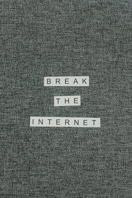Close-up shot of the phrase 'Break the Internet' on textured fabric background.