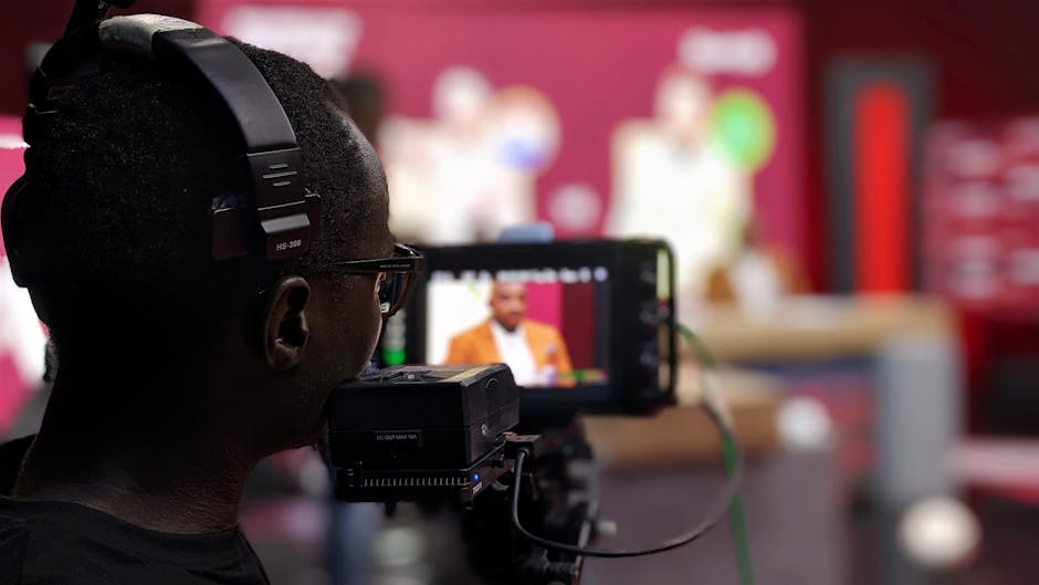 live streaming host multi-camera studio on-screen overlays headset