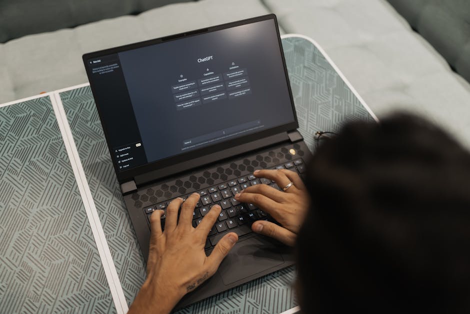 online certificate AI laptop professional hands typing