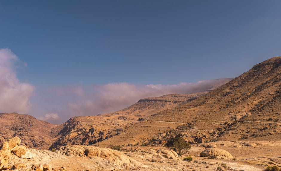 Explore the breathtaking arid landscape of Shobak, Jordan with stunning mountain views.