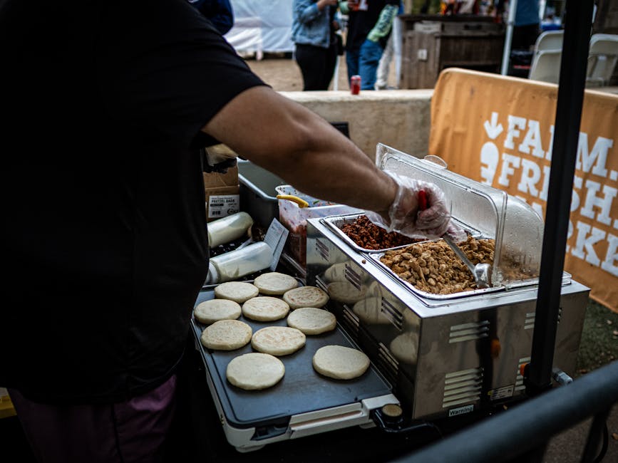 Colombian arepas empanadas street vendor