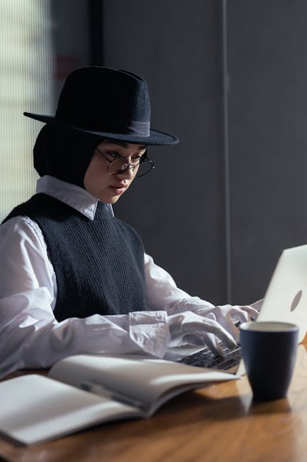 freelancer arab professional laptop coffee desk 2025
