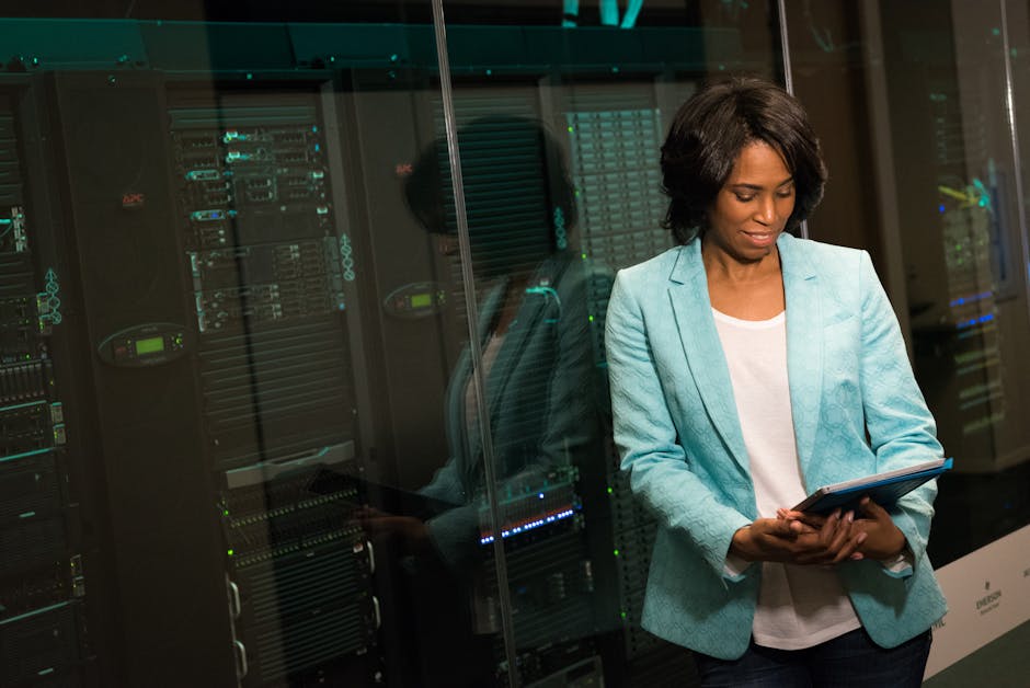 doctors using secure messaging tablet hospital IT secure server room