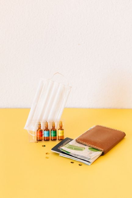 traveler with medical documents and cannabis prescription travel
