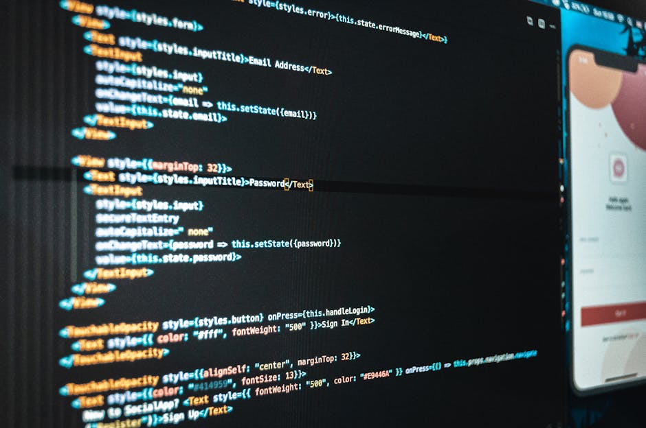 developer coding Arabic RTL website laptop workspace