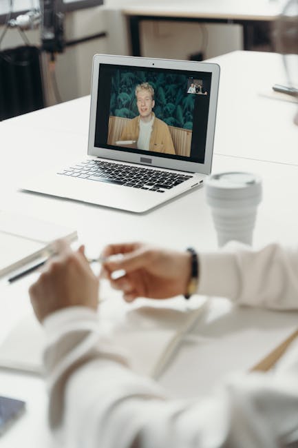 Arab remote team video call laptop workspace