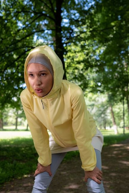 sports hijab breathable fabric running woman city park