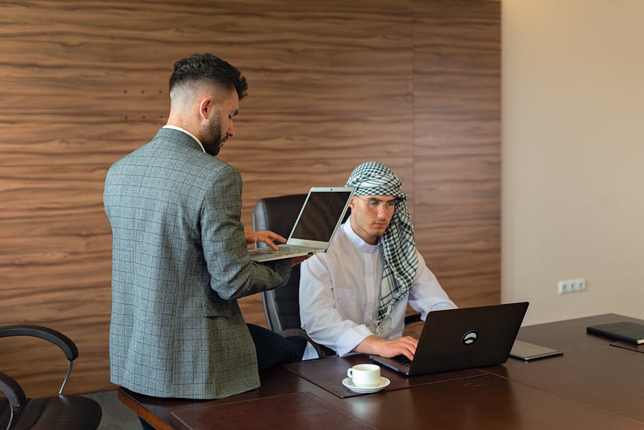 Arabic startup founder laptop EU AI compliance documents
