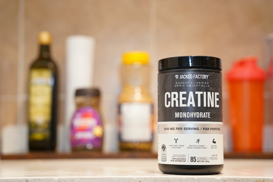 vegan bodybuilder mixing creatine shaker