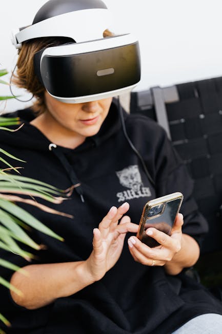 engineer using AR headset to diagnose car engine augmented reality diagnostics workshop