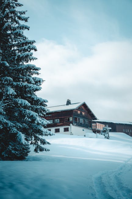 Serene winter scene of a snowy chalet nestled in a forest, Megève, Auvergne-Rhône-Alpes.