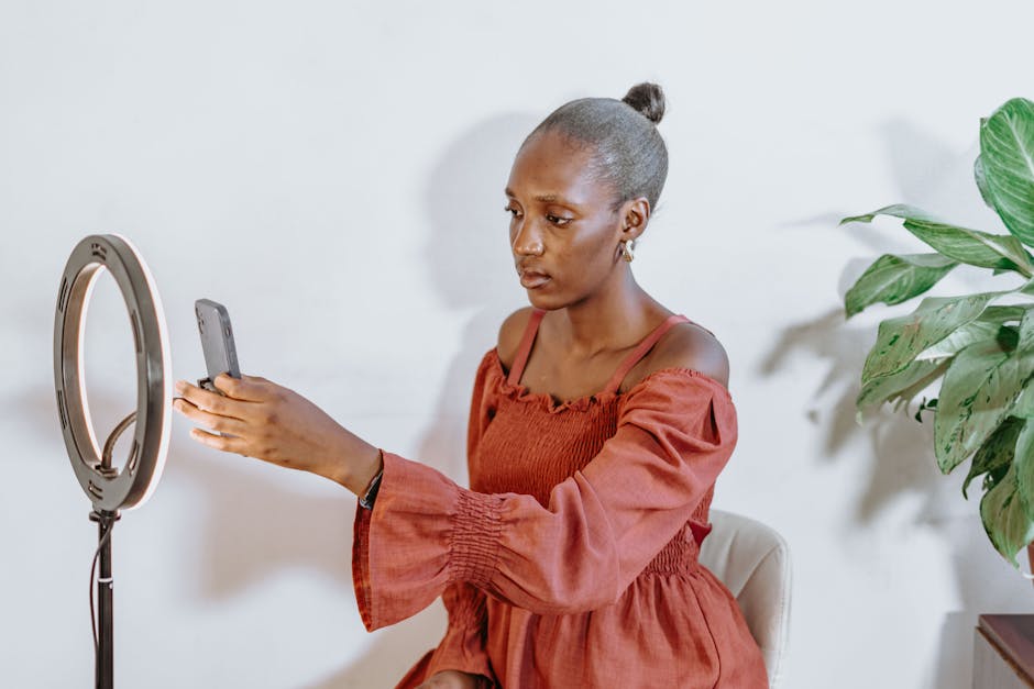 influencer creating storefront smartphone laptop online shop