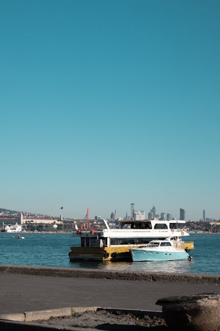 Discover stunning İstanbul with boats on the Bosphorus and a skyline backdrop. Perfect for travel and cultural themes.