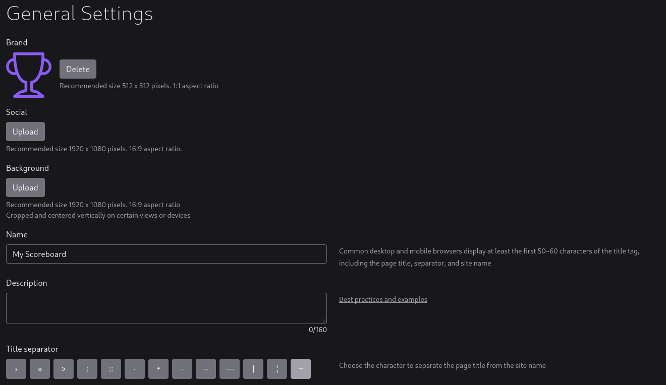 Customize Site Settings