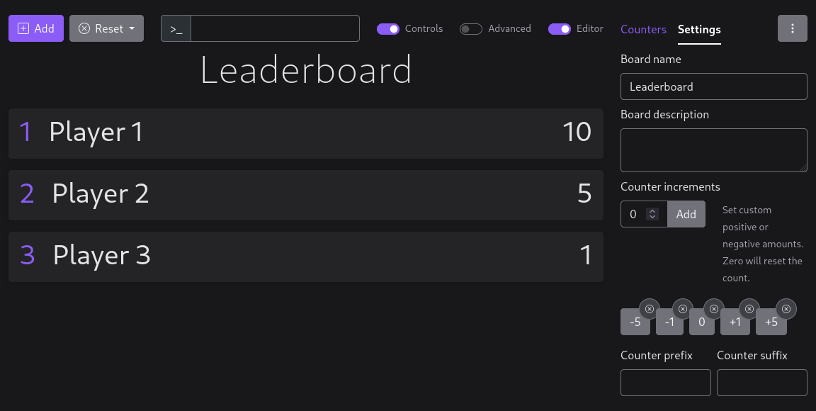 Customizable Leaderboards