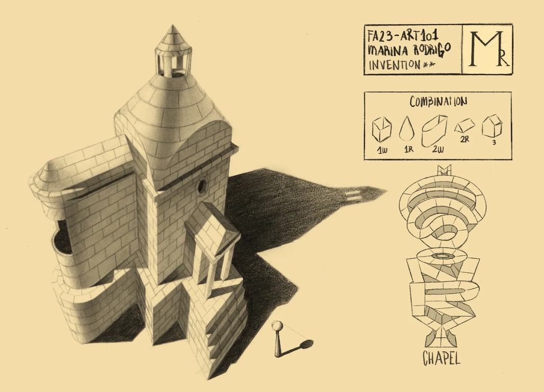Dibujo de una capilla de sillería