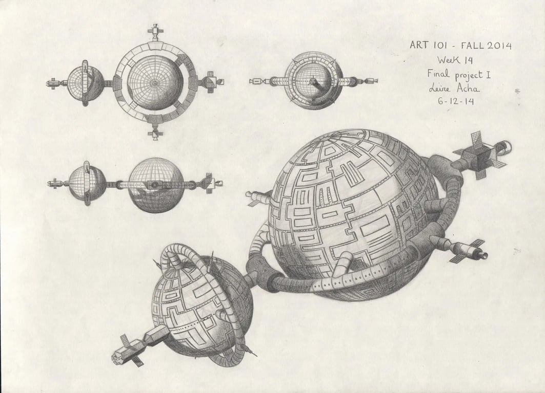 Dibujo de construcción de una nave espacial