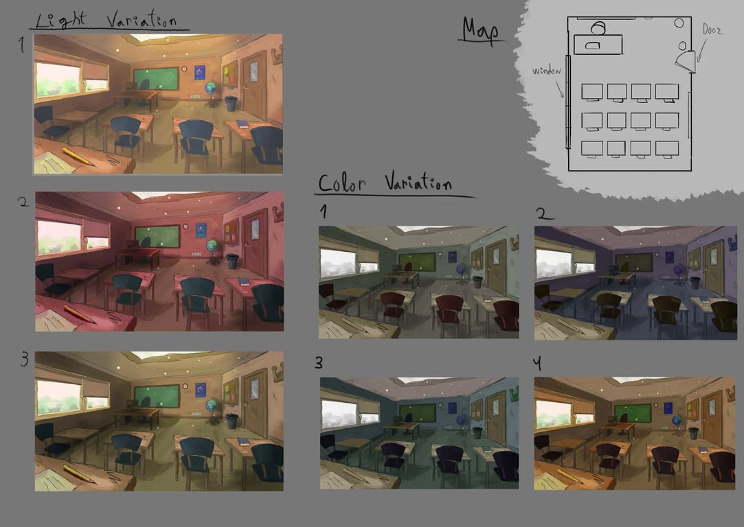 Estudio de iluminación y color de una sala